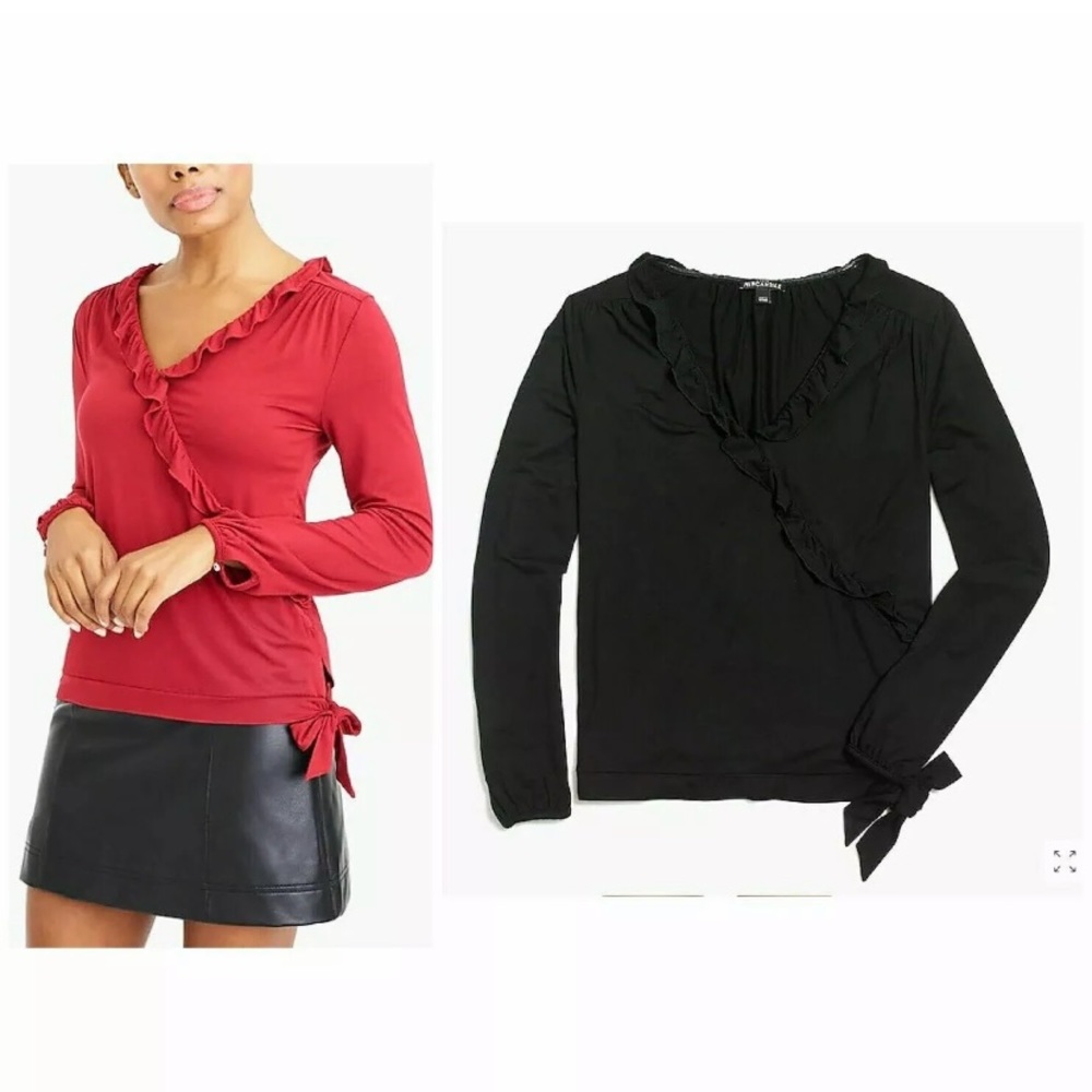 J Crew Mercantile BLACK top shirt large L NEW NWT side tie versatile long sleeve
